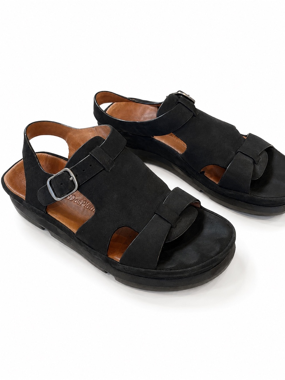 L'Amour Des Pieds Villefranche Black Leather Sandals Size 7.5M